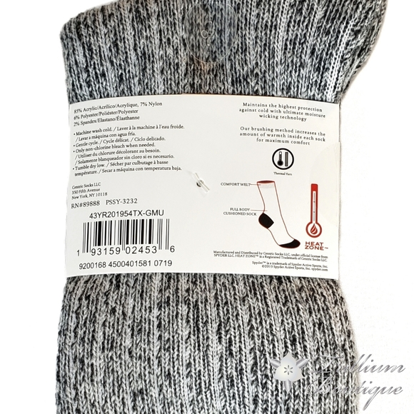 Spyder Heat Men's Socks Comfort Welt 1 Pair NWT - Picture 7 of 7